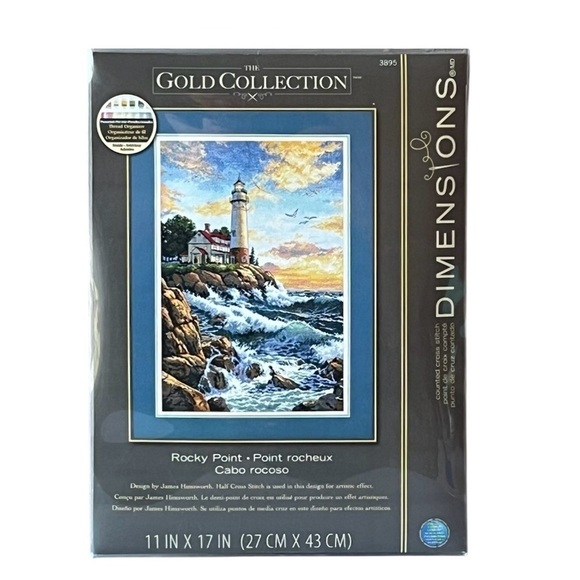 Dimensions Rocky Point Lighthouse Counted Cross Stitch Kit Needlepoint New NWT - Picture 2 of 4
